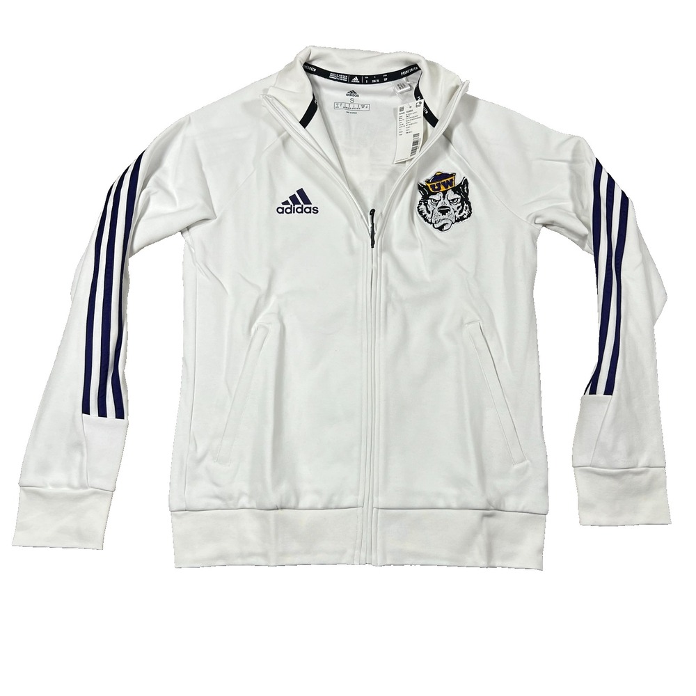 Adidas Womens S White Washington Huskies Primegreen Full Zip Track Jacket NWT - Picture 1 of 8